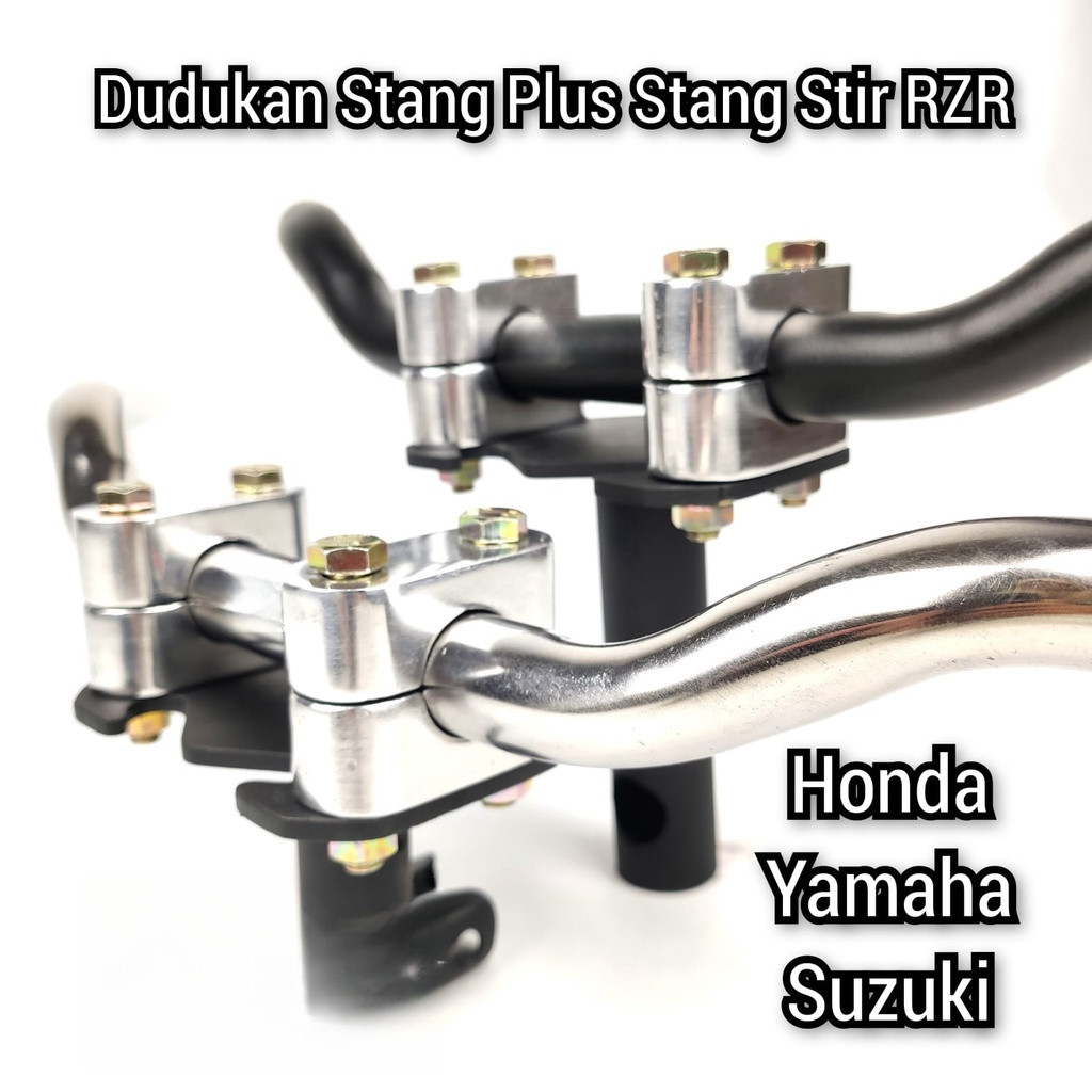 Paket Stang Rzr Plus Dudukan Stang Racing Road Race Universal Motor Honda Yamaha Suzuki Satu Sett