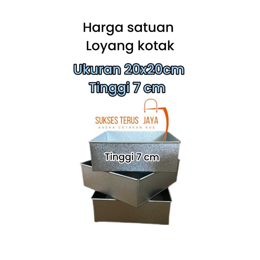 tempat Loyang kotak loyang segi empat ukuran 20x20 cm  7 cm cetakan kue bolu bahan galvanis/galvalum