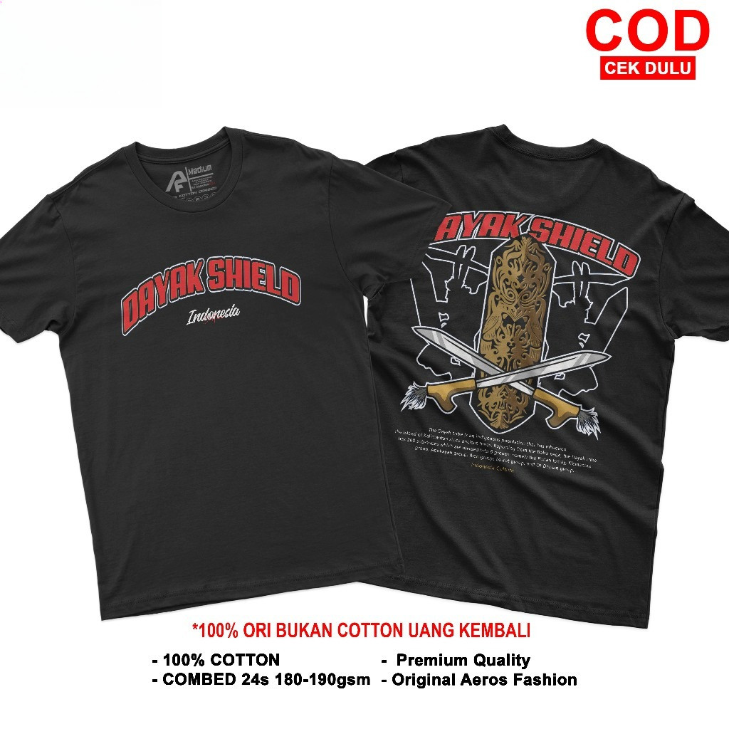 Kaos Dayak Tribe Dayak Shield Borneo Kalimantan Tshirt Indonesian Culture Cotton Combed 24s Unisex