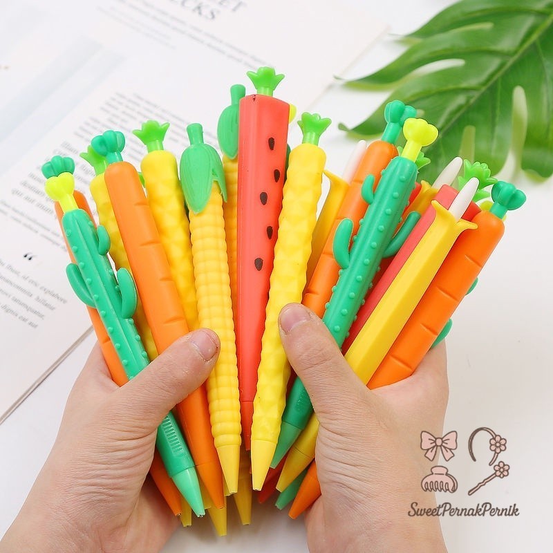 

Pensil Mekanik Motif Bentuk Sayuran Mechanical Pencil Vegetables Aesthetic Fancy Wortel Corn Alat Tulis Anak Sekolah