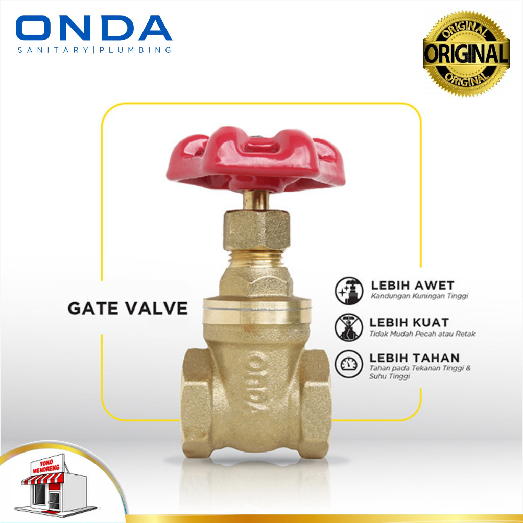 Gate Valve ONDA 1 1/2" Stop Kran Kuningan Satu Setengah Inchi Katub Keran 1-1/2 inch