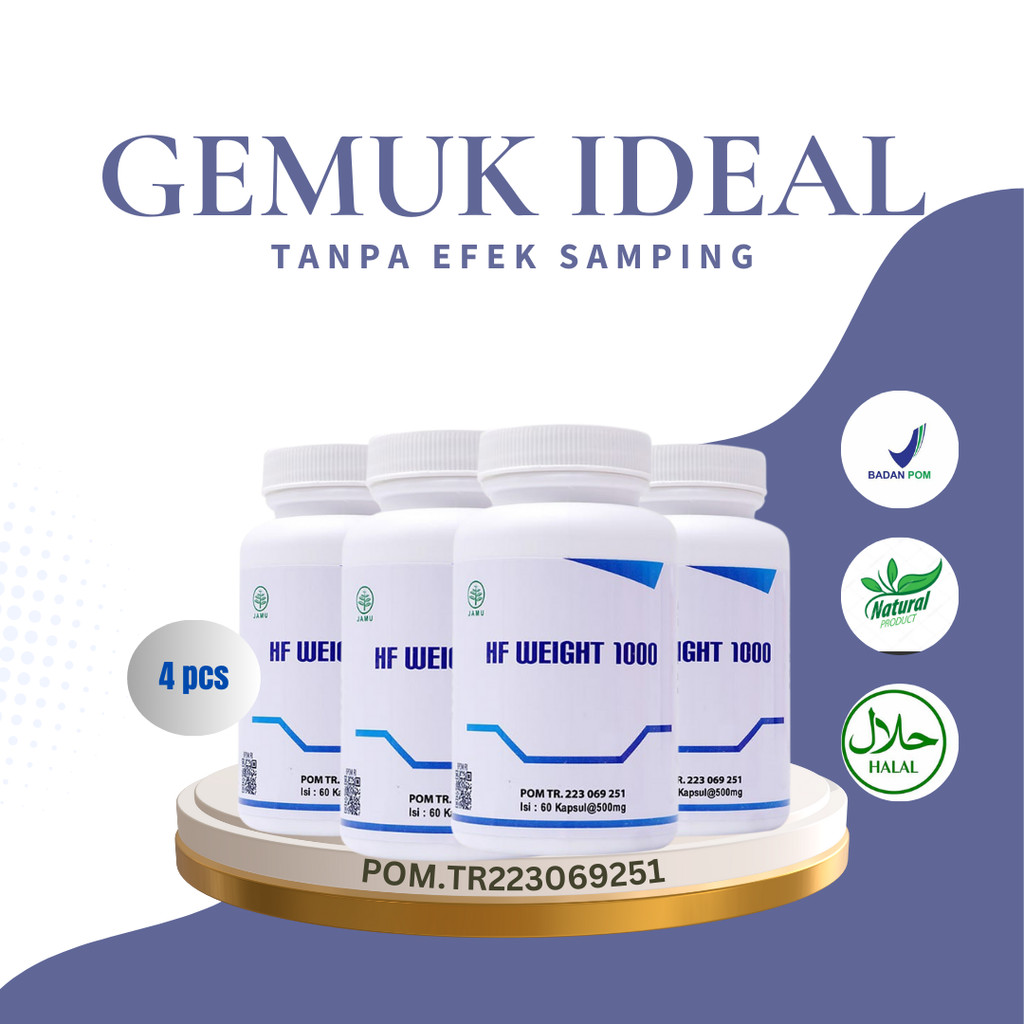 HF - PAKET 4 PCS Weight 1000 Suplemen Penggemuk Badan Mass Gainer 60 Kapsul MALIKA STORE