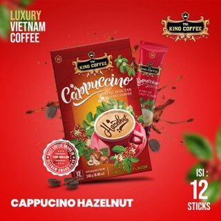 

12 PCS - King Coffee CAPPUCCINO HAZELNUT Flavor Instant Ground Coffee Kopi Vietnam Trung Nguyen G7 - 1 BOX 12 STIK