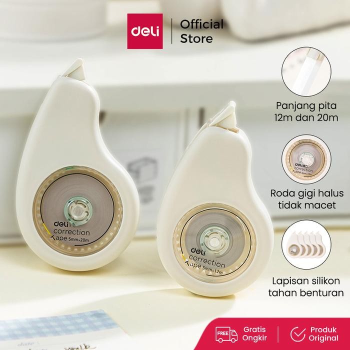 

Correction Tape Deli VR90 - Alat Koreksi Silikon Tahan Benturan 12m / 20m Putih 5mm