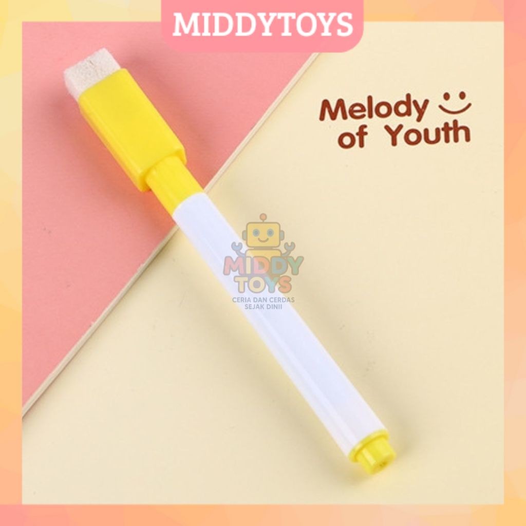 

MIDDYTOYS- SPIDOL WARNA KUNING / WIPE AND CLEAN / SPIDOL ANAK DENGAN PENGHAPUS