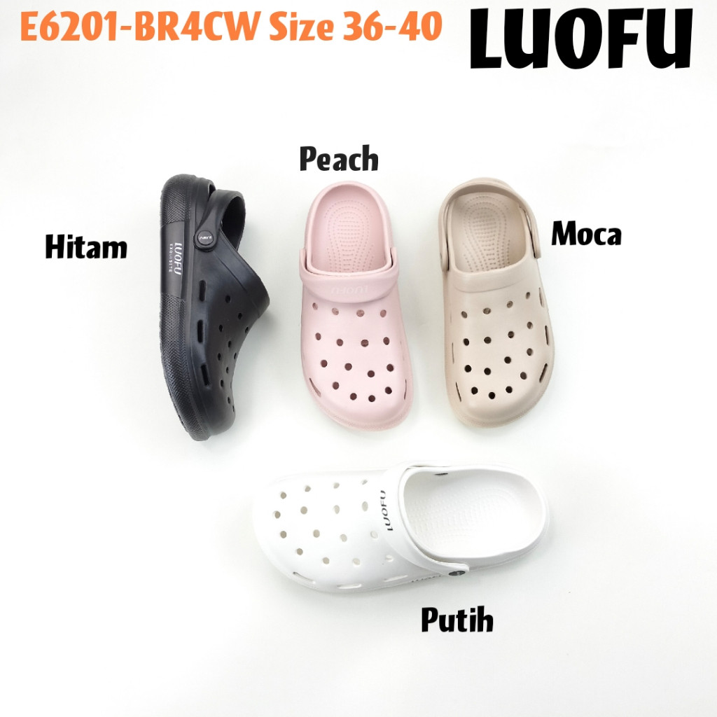 AMAISHOP E6201-BR4CW LUOFU ORIGINAL jelly sandal karet baim empuk murah wanita selop import terbaru 
