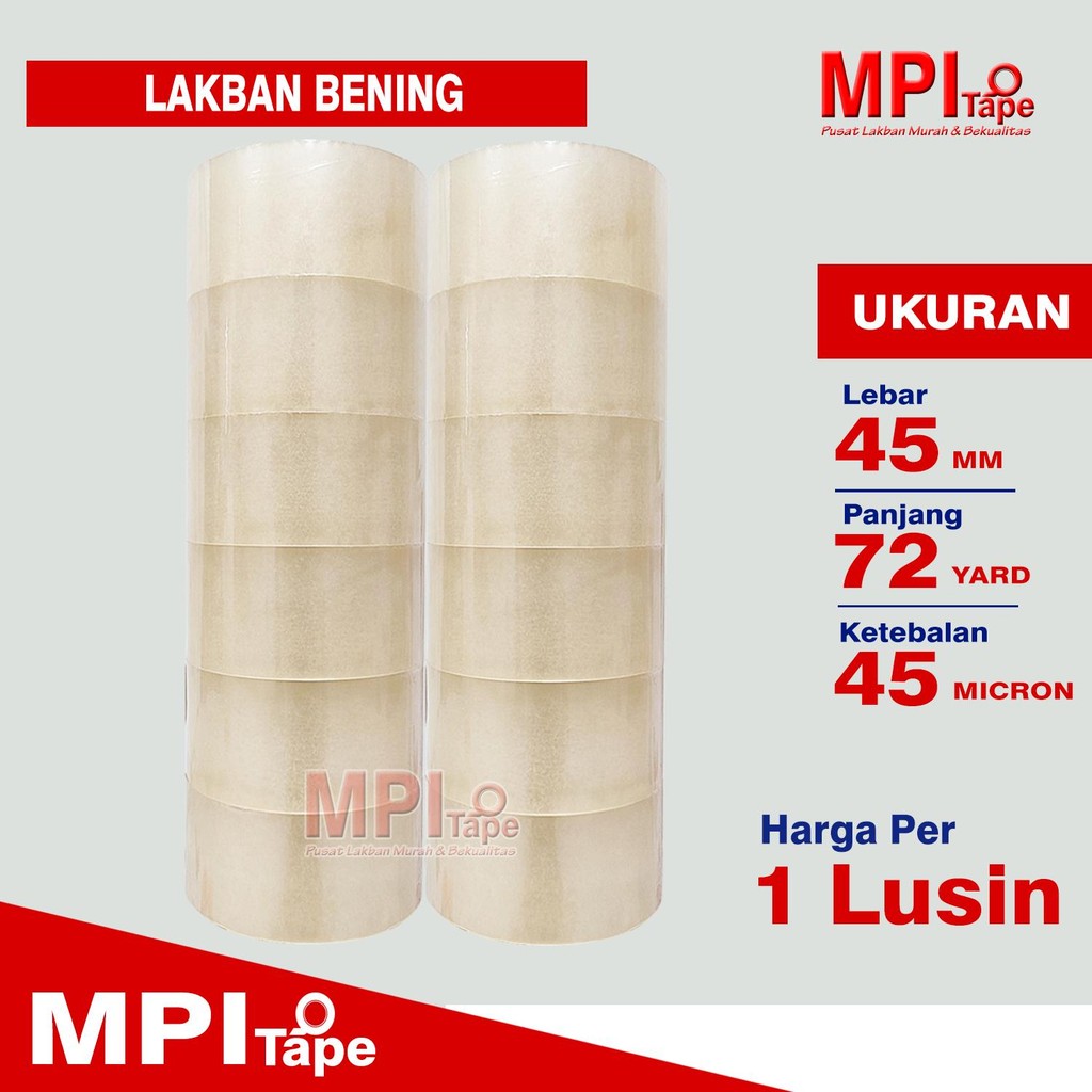 

1 LUSIN - Lakban Bening 45 mm x 72 Yard - Lakban Packing - MPI
