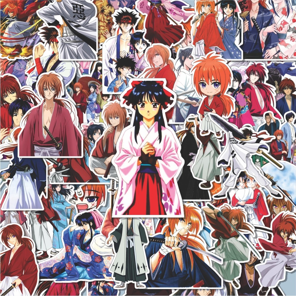 

100PCS Lucu Stiker Anime Roruni Kenshin Samurai X Stiker Aesthetic Stiker Anti Air Stikers Berperekat Waterproof sticker decal buat Motor Helm Buku Journal Koper Casing HP Laptop Botol Minum Hadiah anak