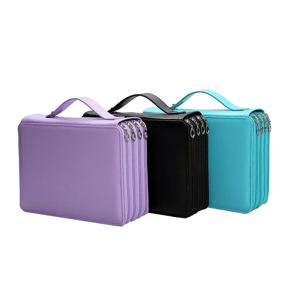 

200 Hole Large Capacity Painting Pen Storage Bag Waterproof PU Leather Pencil Case for Kids Student Stationery Organizer Holder