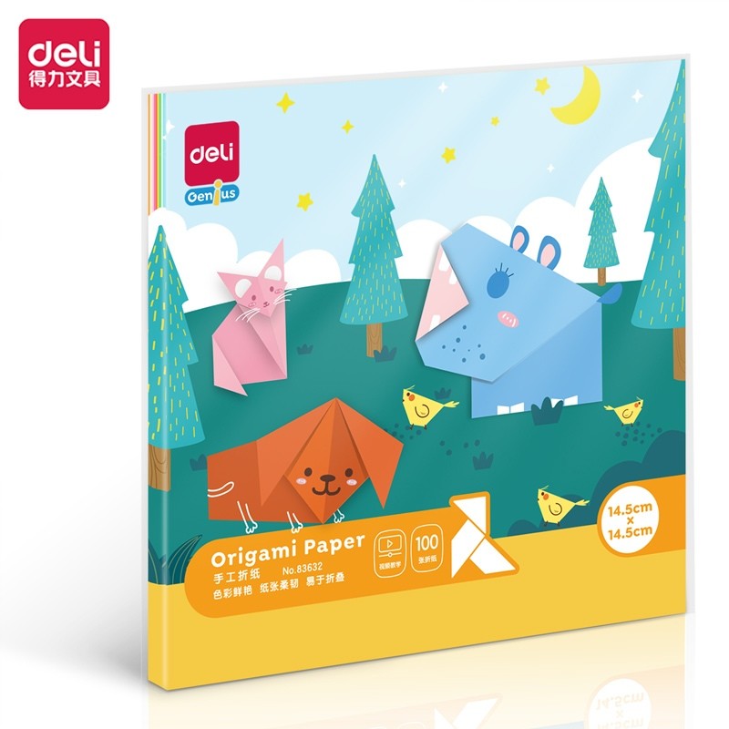 

Deli Origami Paper / Kertas Lipat Origami 100 pcs 10 Warna Kertas Tebal 83632