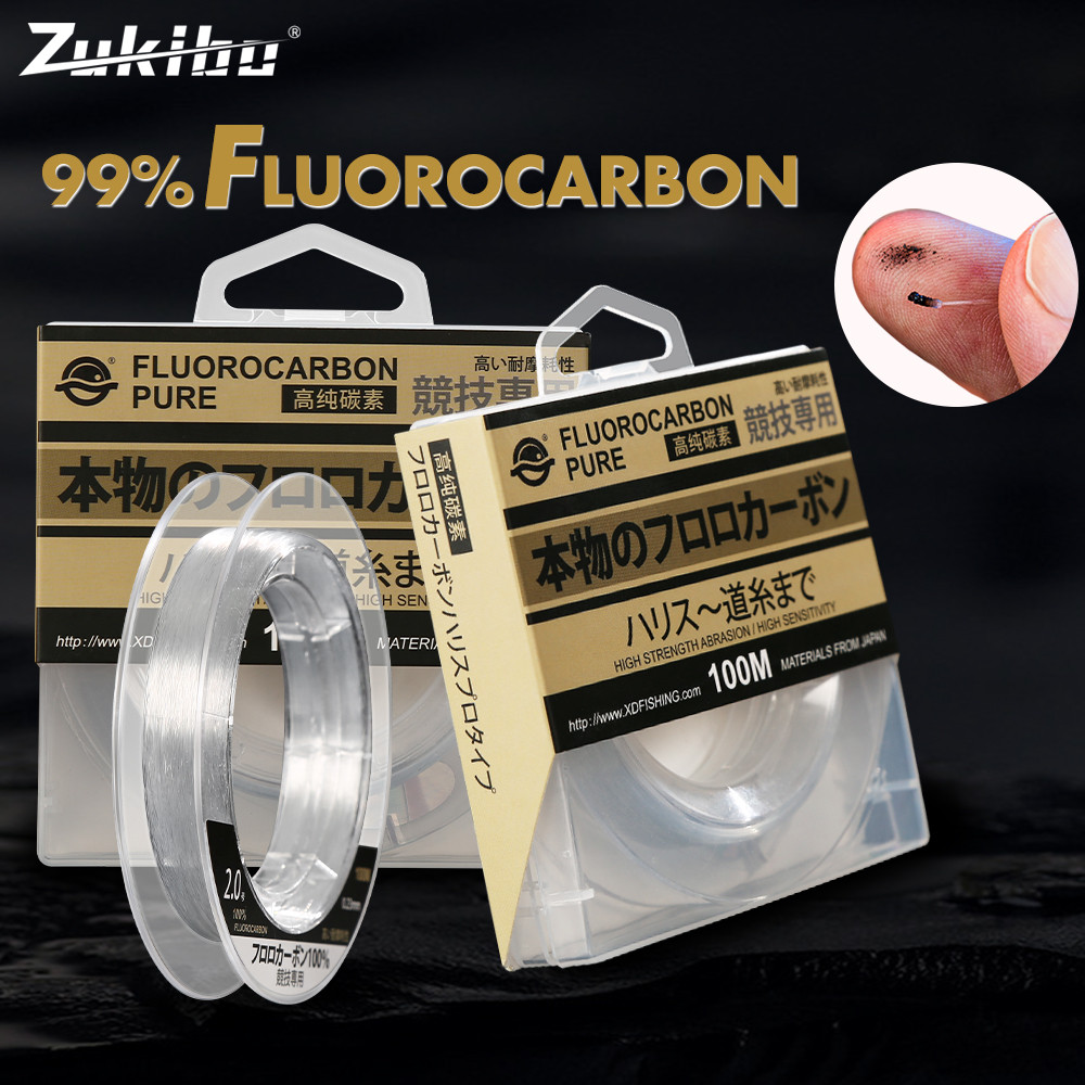 ZUKIBO 99% Janpan Fluorocarbon Leader Fishing Line 100M Fluorocarbon Coating Fishing Line Carp Monof