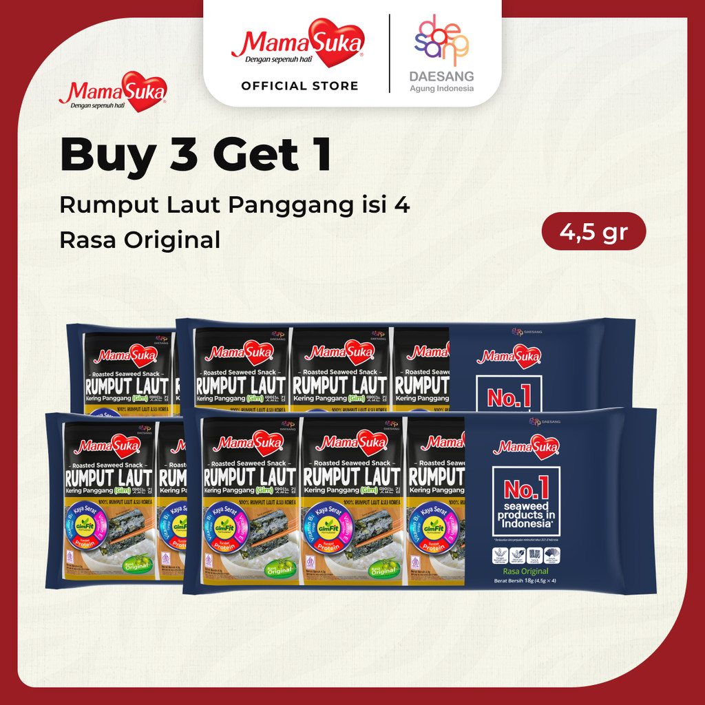 

Buy 3 Get 1 MamaSuka Rumput Laut Panggang isi 4
