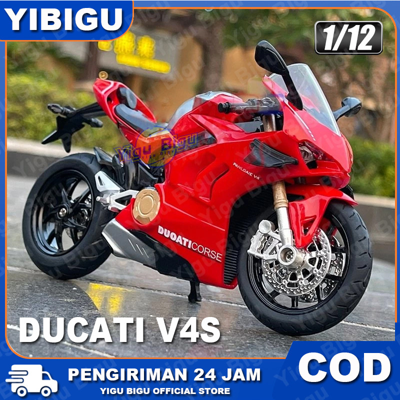 COD Diecast Huayi Ducati Panigale V4S 1/12 Alloy model motor balap, cocok untuk koleksi atau hadiah
