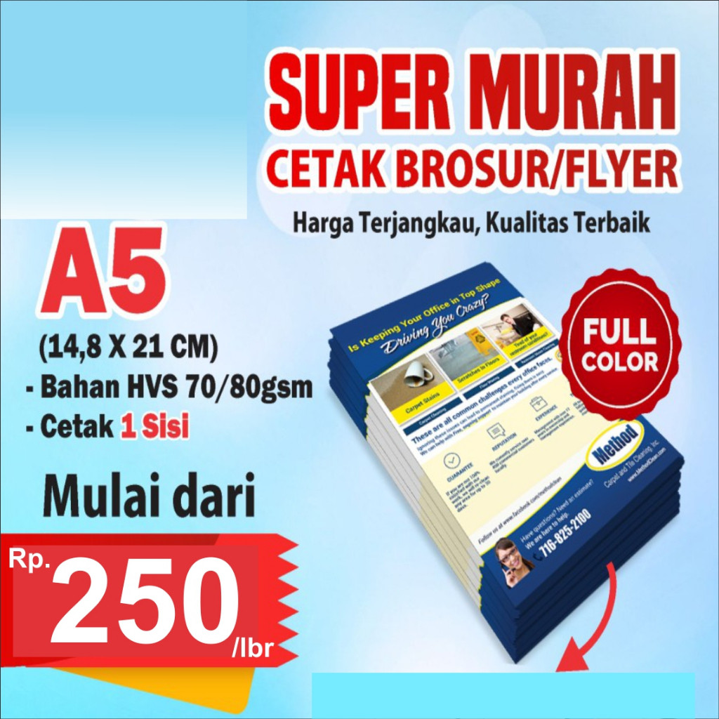 

Promo!!! CETAK BROSUR HVS A5, 1 SISI, FULL COLOR SATUAN