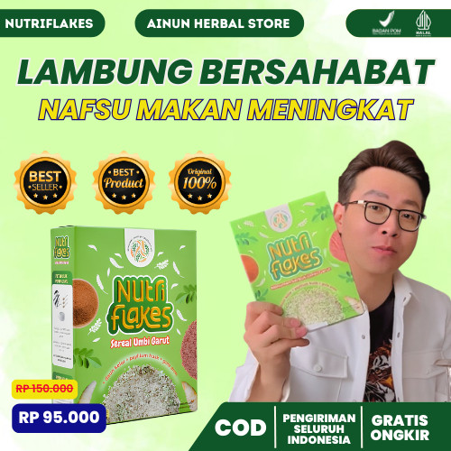 

NUTRIFLAKES ORIGINAL BPOM- NUTRIFLAKES SEREAL UMBI GARUT ASAM LAMBUNG GERD ORI 3 BOX LIVE COD BPOM