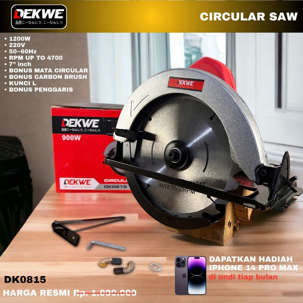 Dekwe CIRCULAR SAW sirkel mesin gergaji listrik kayu potong triplek dll dk0815 model maktec