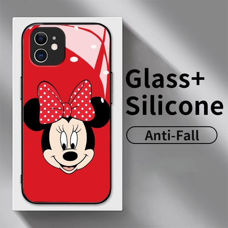 Casing Keras For Samsung S21 FE 5G S21 5G S21 Plus S21 Ultra HD Kaca Tempered Kartun Mickey Mouse Si