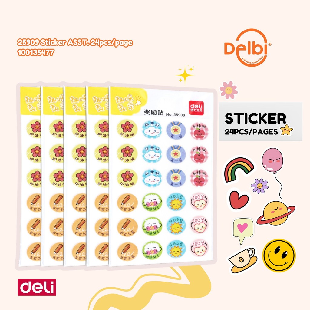 

Deli Cartoon Sticker Stiker Kartun 25909 Sticker ASST. 24pcs/page