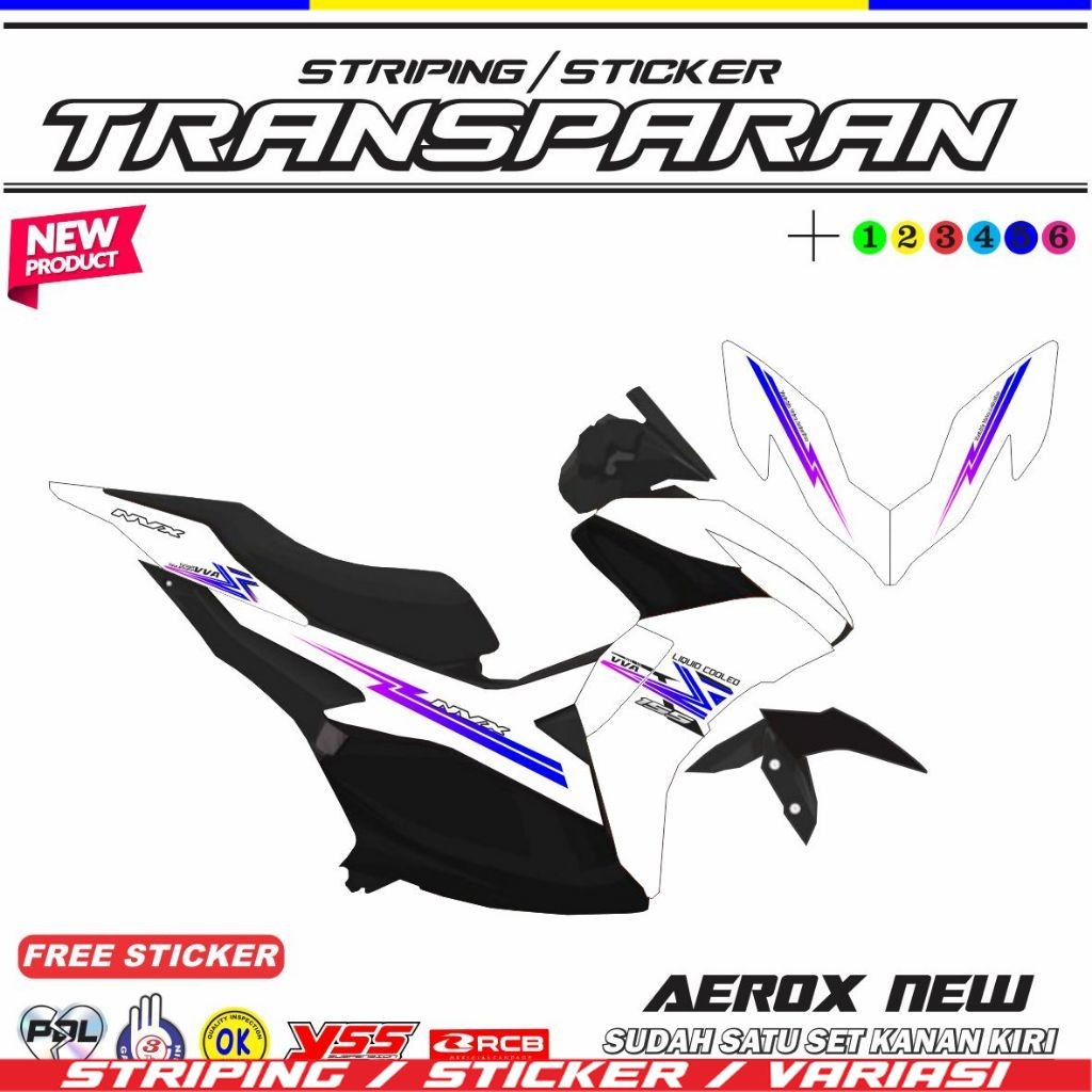 Sticker Transparan Uv Aerox New Design Terbaru Simple Striping Bening STICKER MOTIF TERLARIS