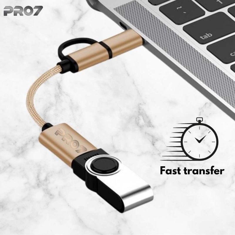 [ PRO77 OTG-12 ]- PRO7 OTG KABEL USB MICRO DAN TEPSI TYPE-C BAHAN METAL USB 2.0 FAST SPEED DATA TRAN