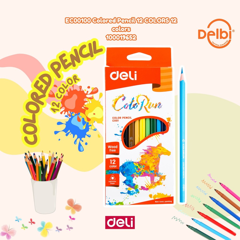 

Pensil Warna DELI Colorun 12 Warna Panjang - EC00100 Colored Pencil 12 COLORS 12 colors