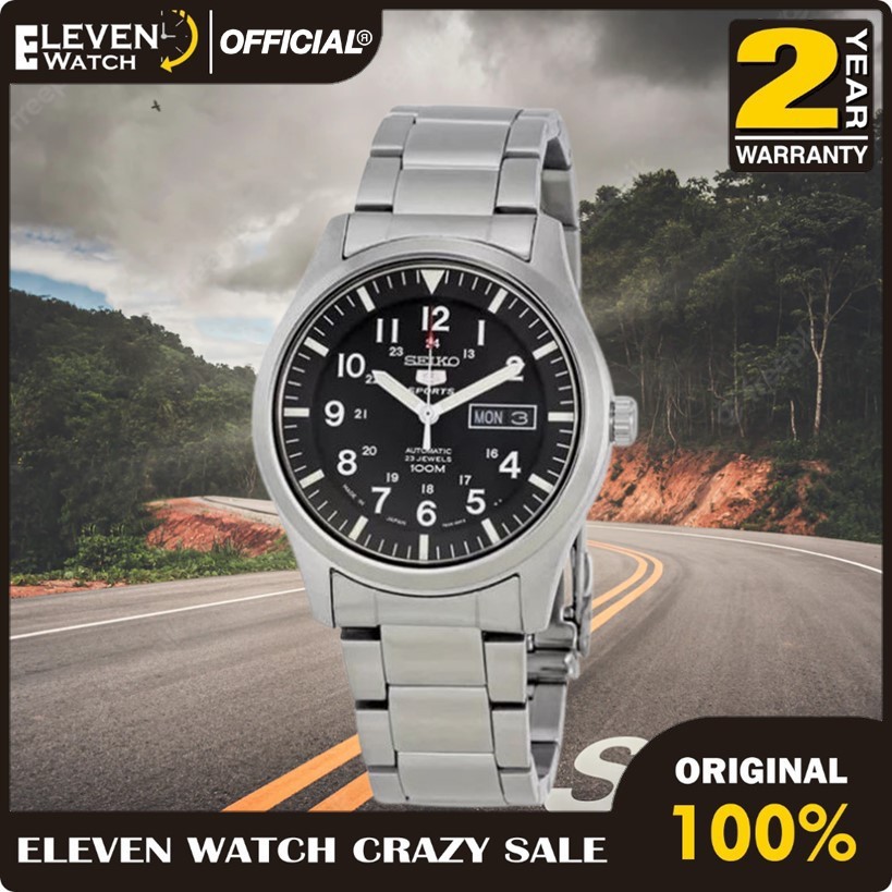 [Promo] Jam Tangan Pria Seiko SNZG13J1 5 Sports Military Automatic Steel Strap Original Garansi 2 Ta