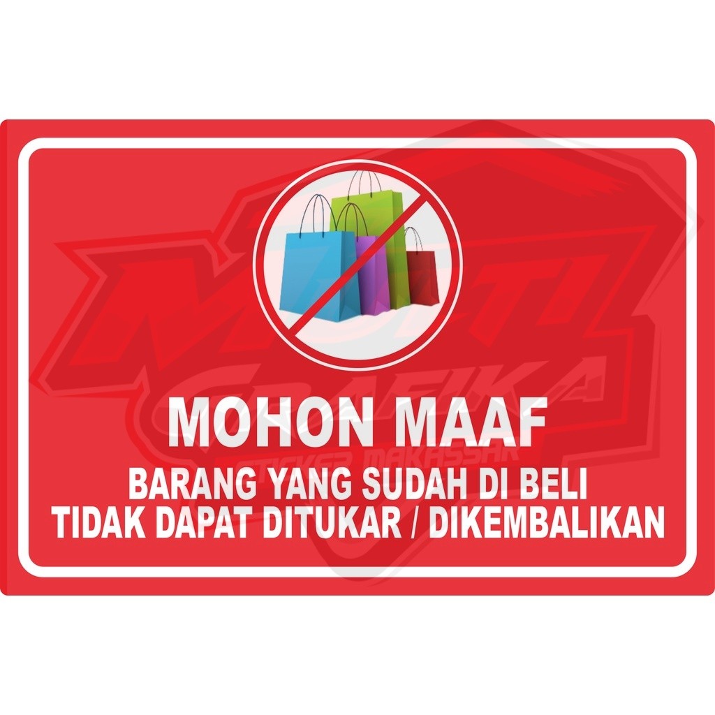 

Stiker Label Barang Yang Sudah Dibeli Tidak Dapat Dikembalikan Ditukar Waterproof Sticker