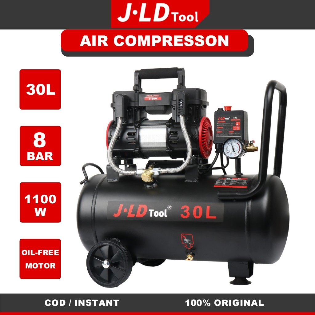 JLD Mesin Kompresor Angin Listrik 30Liter mesin kompresor oiless tanpa tabung mini kompresor oli-fre