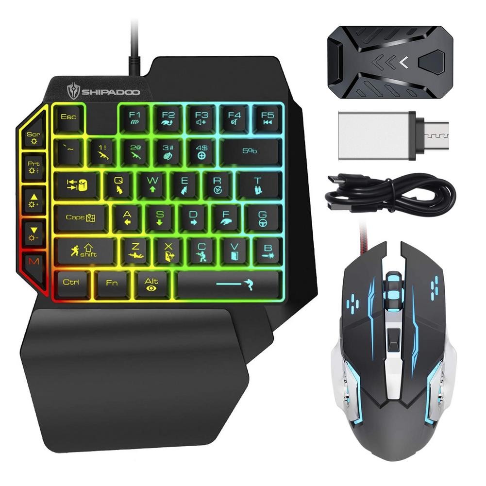 Keyboard And Mouse Converter Combo Set With Rainbow Backlight For PS4 For PS5 For Switch For Xbox On