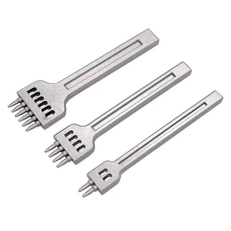 

New Die Leather Cutting Stitch for Wallet Belt Round Punch DIY Stitching Chisel Set Craft (4mm Hole Spacing Black 2/4/6 Prong)