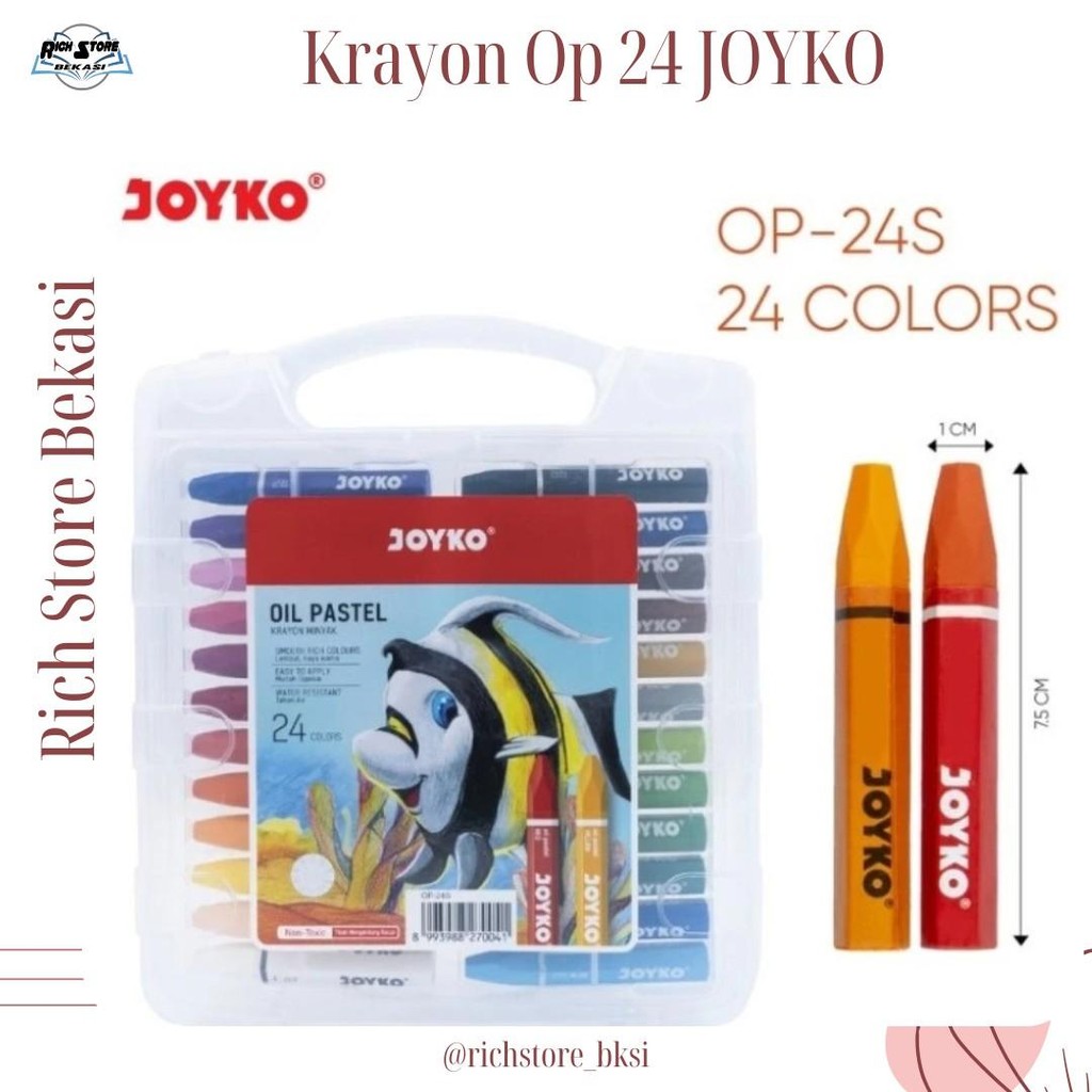 

PENSIL WARNA KRAYON MERK JOYKO 1 SET ISI 24 WARNA BERKUALITAS (OP-24S)