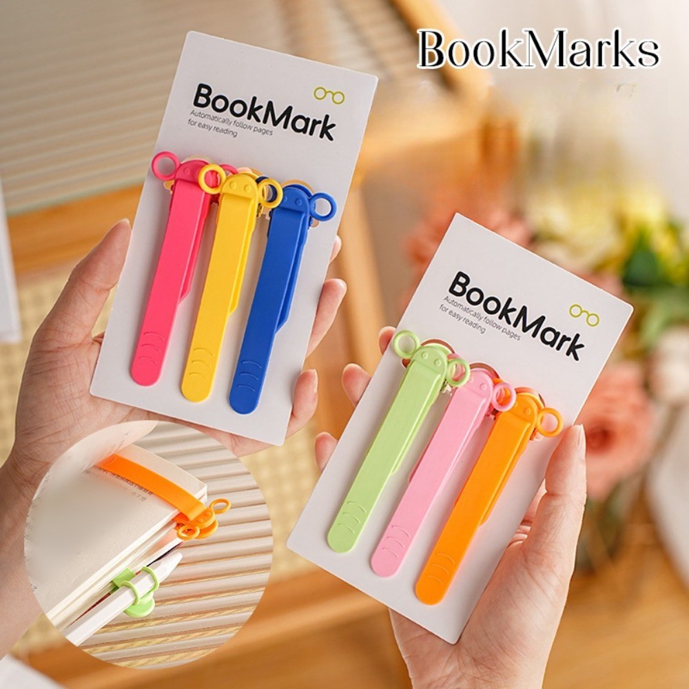 

New Silicone Bookmark Clip Automatically Follows with Pen Holder Page Flipping Cute Elephant Notebook Page Divider for School