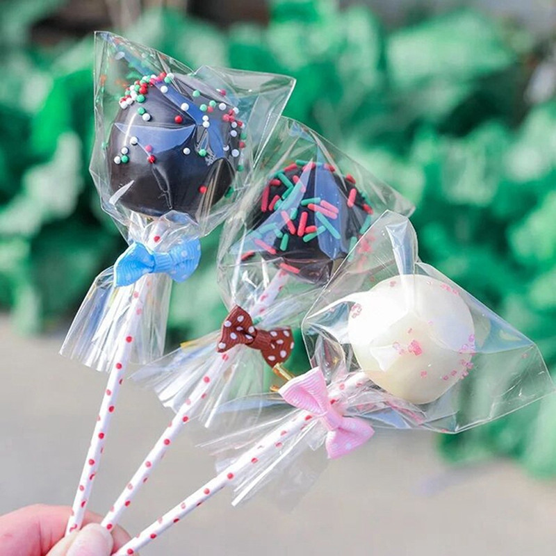 

100pcs/pack Lollipop OPP Packing Bags Baking Chocolate Pack Bags Sets Plastic Clear Cake Tools Cookies Pastry Bag