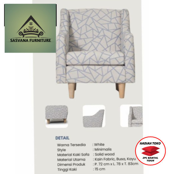(FREE BANTAL TIDUR) Sofa Grace 1 Seater harmony living  CIREBON SASVANA FURNITURE