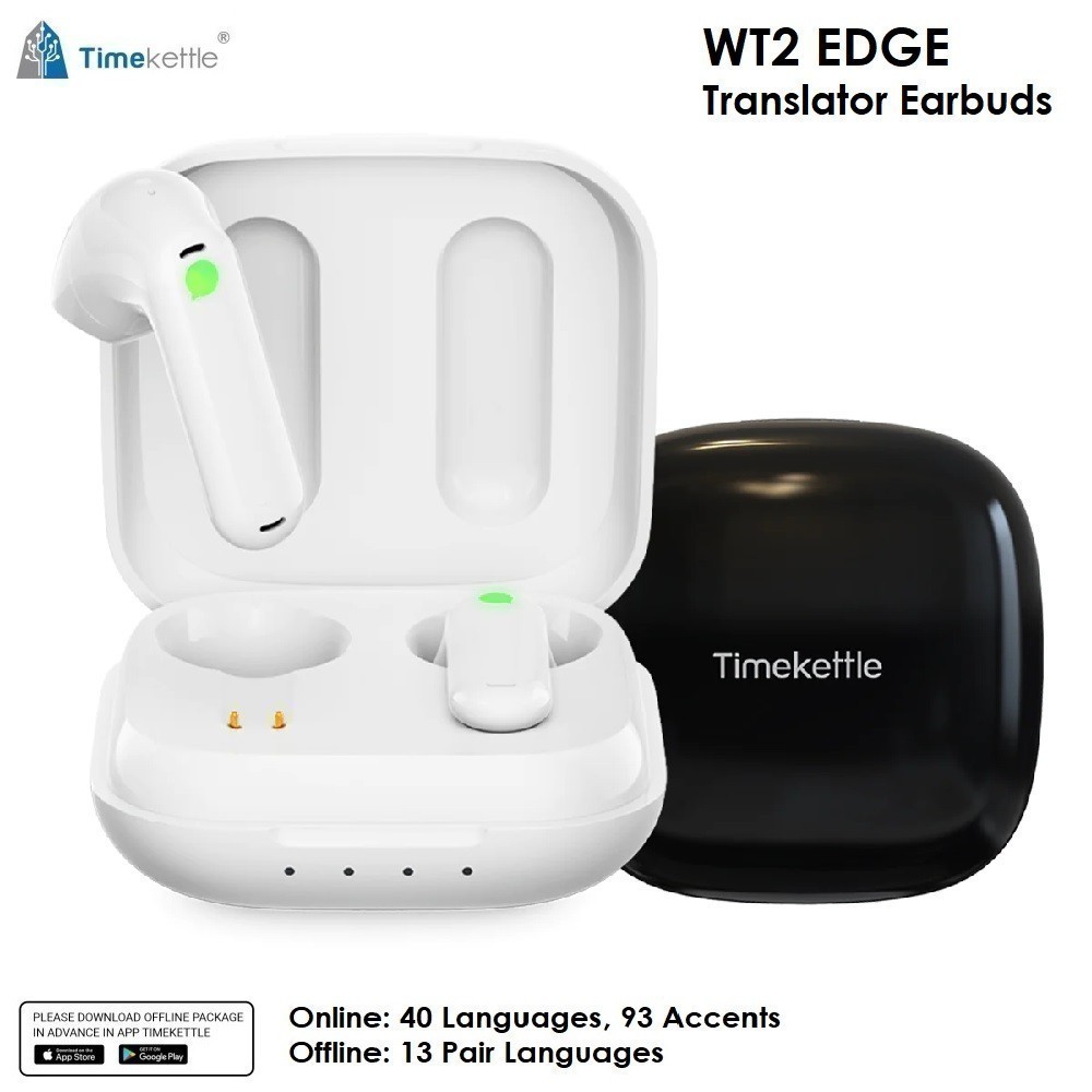 TIMEKETTLE WT2 EDGE Translator Earbuds OFFLINE Penerjemah Bahasa Asing