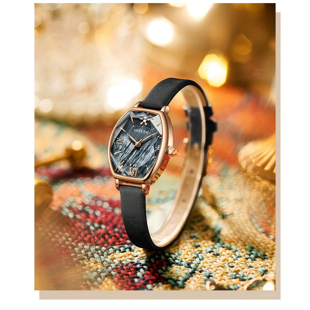 Jam Tangan Wanita Original Anti Air Tali Kulit Casual Santai Woman Watch Cewek Korea Coklat Brown Hi