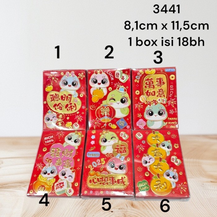 

Angpao angpau box shio ular 3441 terbaru imlek tahun 2025 1 box isi 18bh - 1