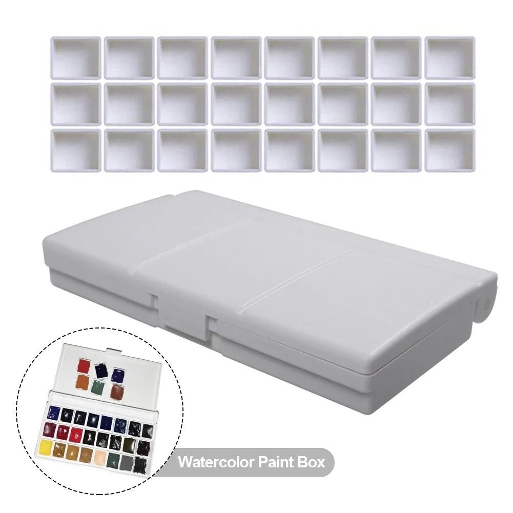 

Empty Full Half Pans 6/12/14/24pcs White Half Pans Paint Plastic Watercolor Paint Grid Half Pans Artists Palette Art Supplies