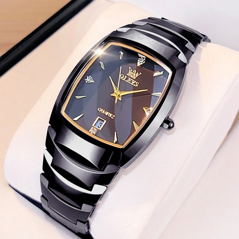 OLEVS Jam Tangan Pria Cowok Original Anti Air Tahan Fashion Analog Baja tungsten Bisnis Terbaru Mewa