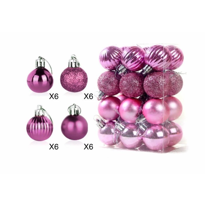 

Bola Natal Merah Gold isi 24 Ornamen Hiasan Natal Bola Glossy Grosir - PINK MIX, 3024-3CM ISI 24
