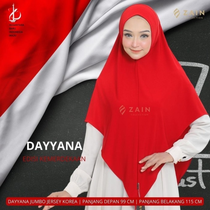 Jilbab Dayyana Jumbo EDISI KEMERDEKAAN Jilbab Merah Putih 17 Agustusan Hijab Syari Bahan Jersey Kore