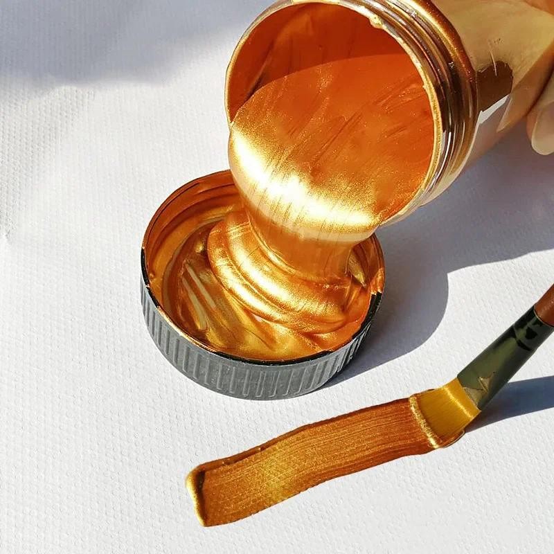 

100ml Gold Paint Metallic Acrylic Paint,waterproof Not Faded for Statuary Coloring DIY Hand Painted Graffiti Varnish Coating