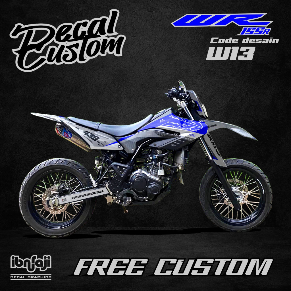 STIKER DECAL WR 155 R FULL BODY DESAIN CUSTOM BIRU PUTIH W13