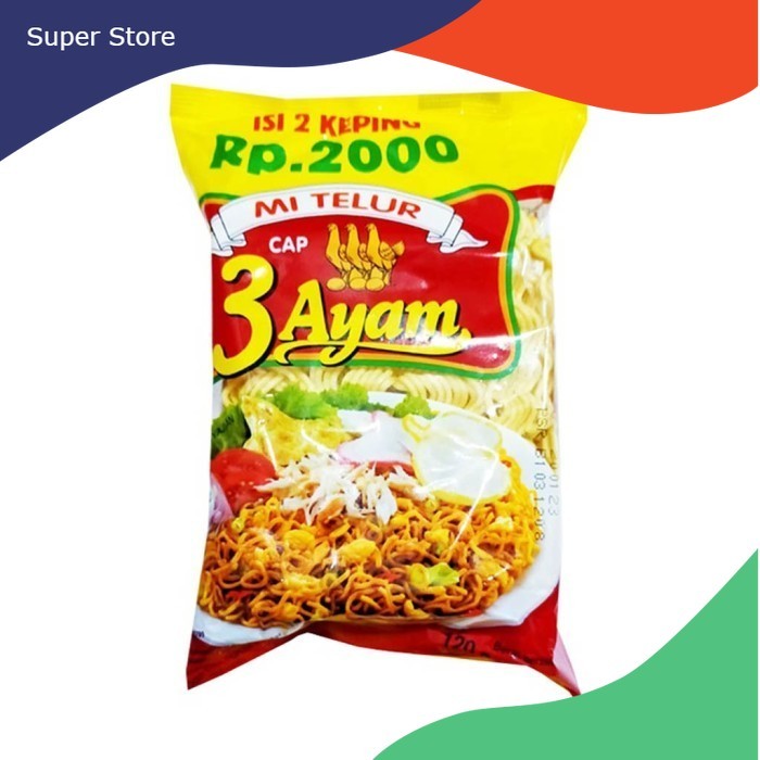 

Mi telur cap TIGA 3 ayam isi 2 keping 110g ECERAN 2000