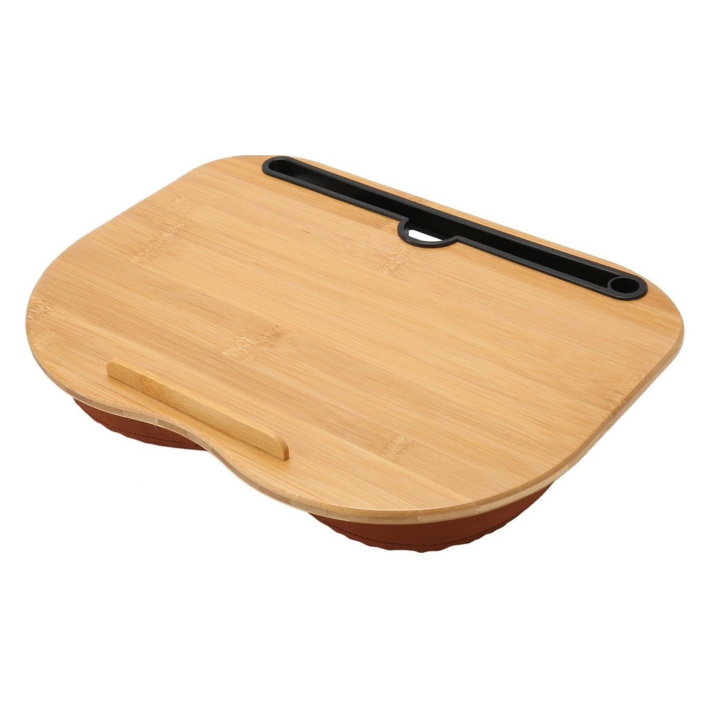 

Portable Bamboo Wood Laptop Desk for Up to 15.6” Laptops - Lap Desk with Cushion Pillow for Comfortable for working