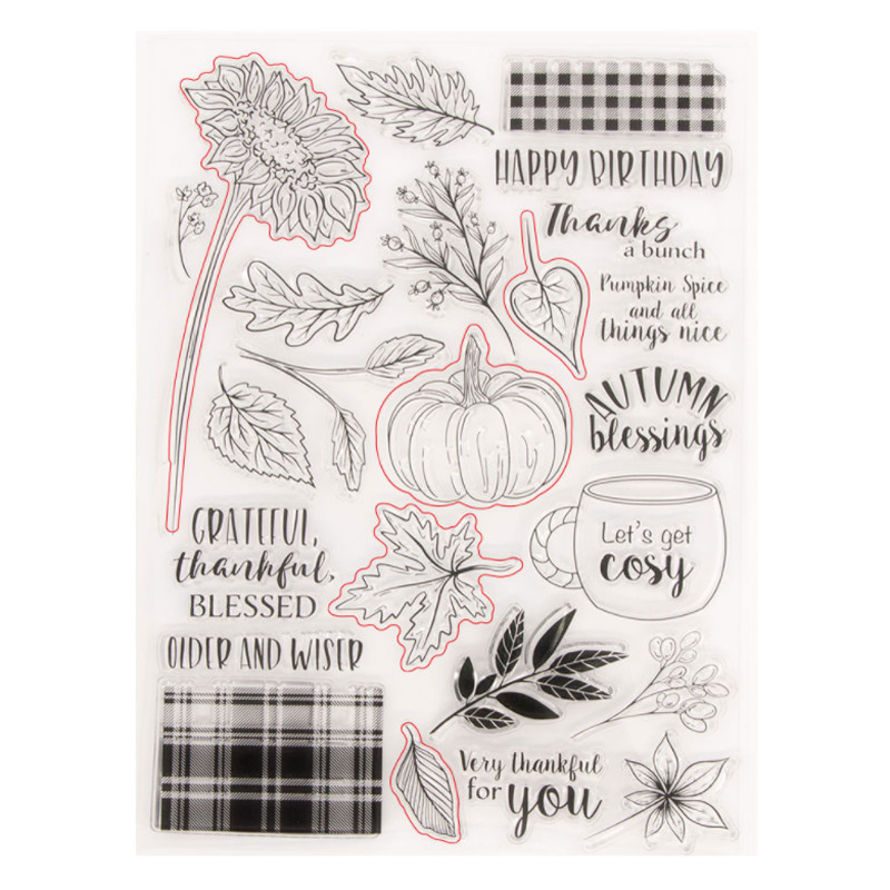 

Sunflower Pumpkin Transparent Silicone Stamp DIY Scrapbooking Rubber Coloring Embossed Diary Decor Template Reusable 15.5*21.5cm