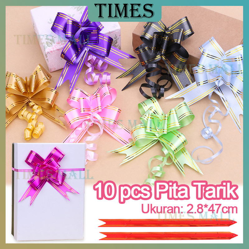 

10pcs Pita Tarik / Pita Souvenir / Lis Emas Serut Parcel Kado Souvenir