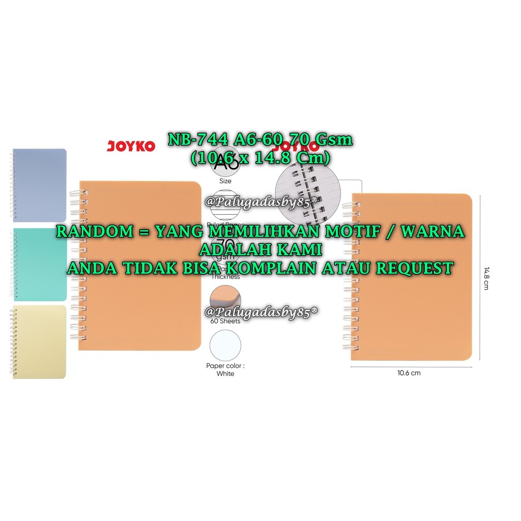 

(1 Biji) GROSIR Spiral Book JOYKO NB-744 A6-60-70g / Diary Agenda Buku Catatan Bergaris Joyko NB-744