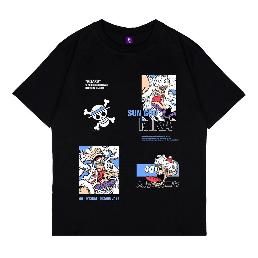 Kaos Pria Hitam Chaos Anime One Piece LUFFY SUN GOD NIKA