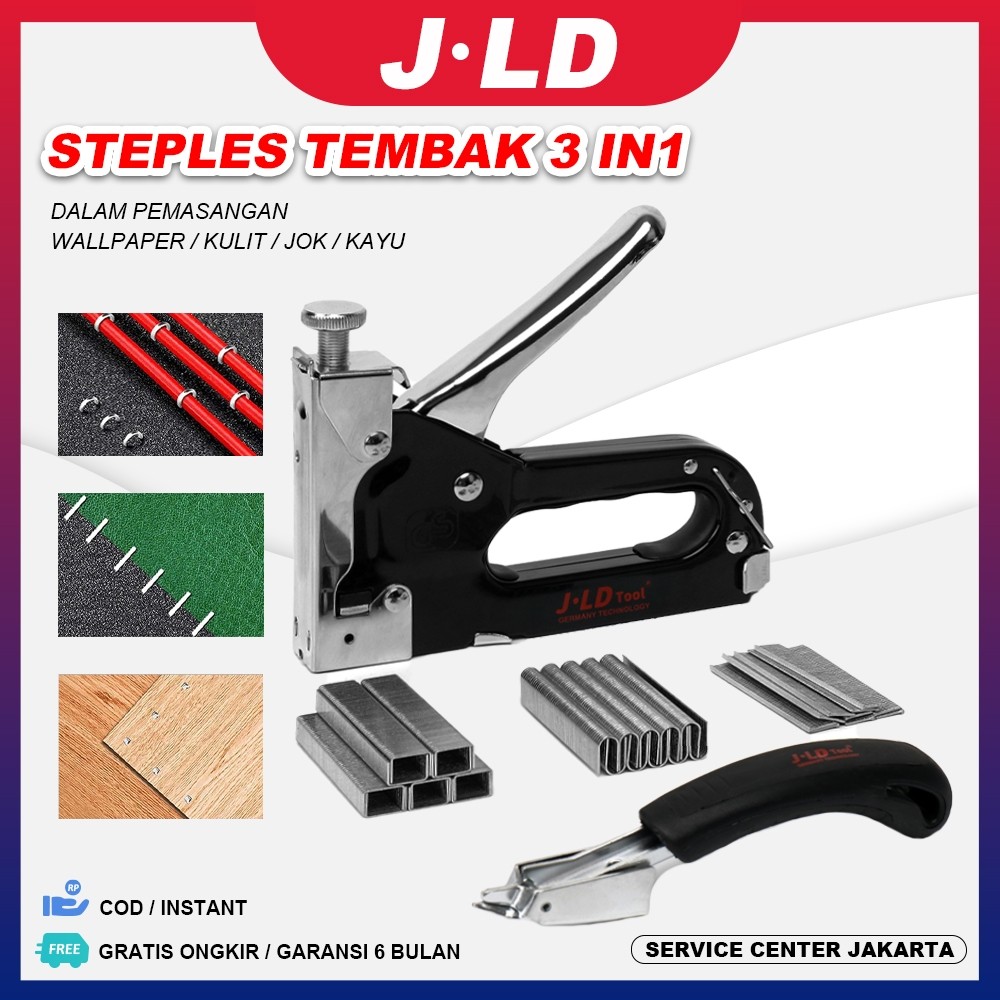 

JLD Steples Tembak 3 in1 Stapler Gun Tacker 4 - 14 mm Stapler Hekter Heavy Duty Alat Perkakas